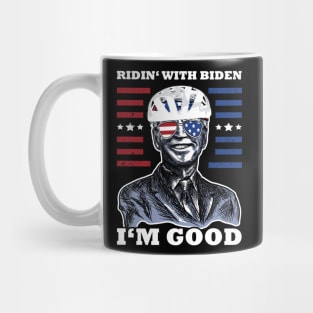 Bicycle Fall trap America Flag Sunglasses Ridin' with Biden I'm Fine Mug